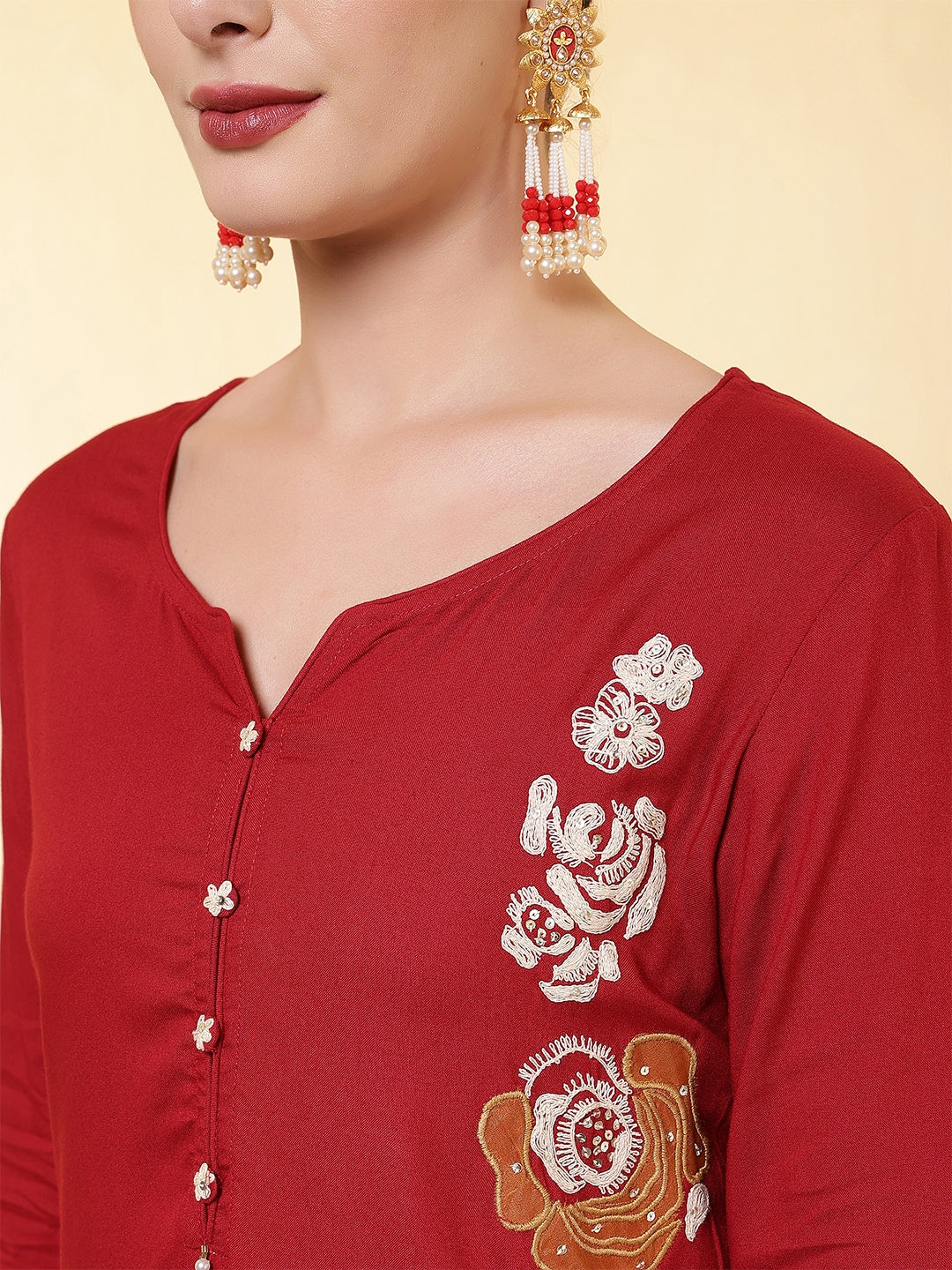 Embroidered Straight Kurta Set with Pant & Dupatta
